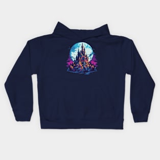 Moonlit Fortress: Castle Shadows Kids Hoodie